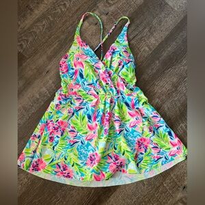 Stella Parker Tummy Toner Onepiece Swim Dress-Size Medium.